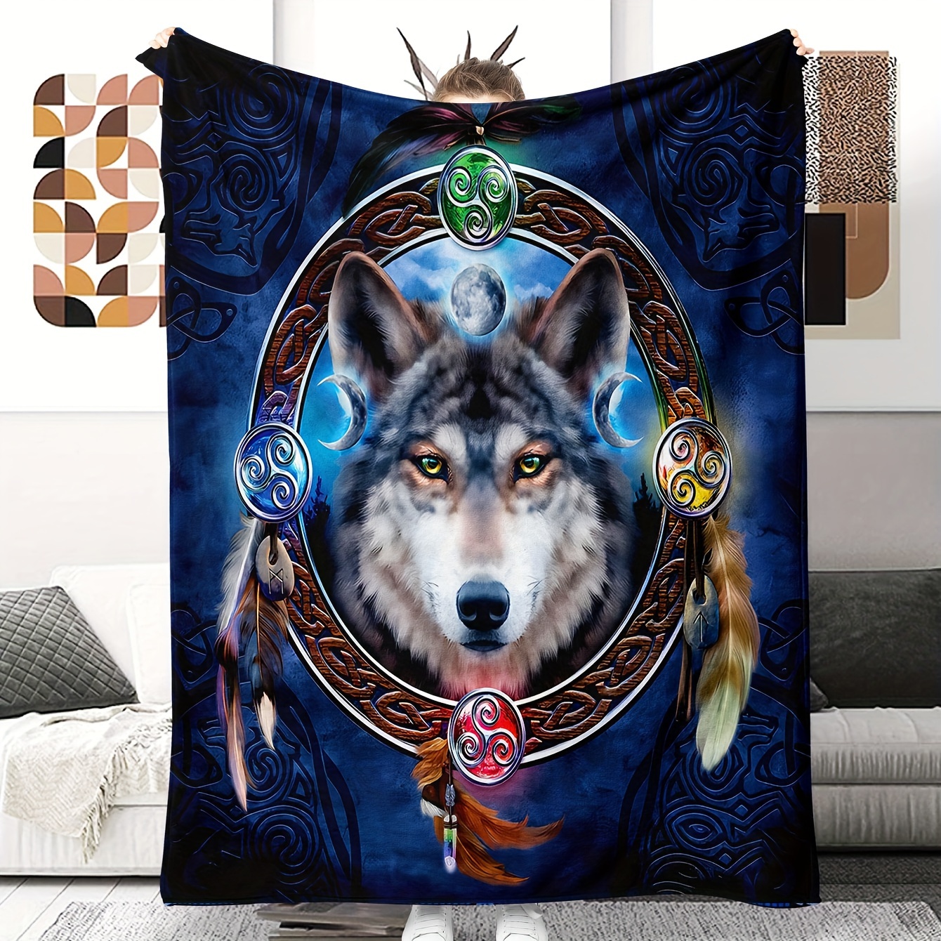 1pc Ultra soft Micro Throw Blanket Forest Camo And Wolf - Temu