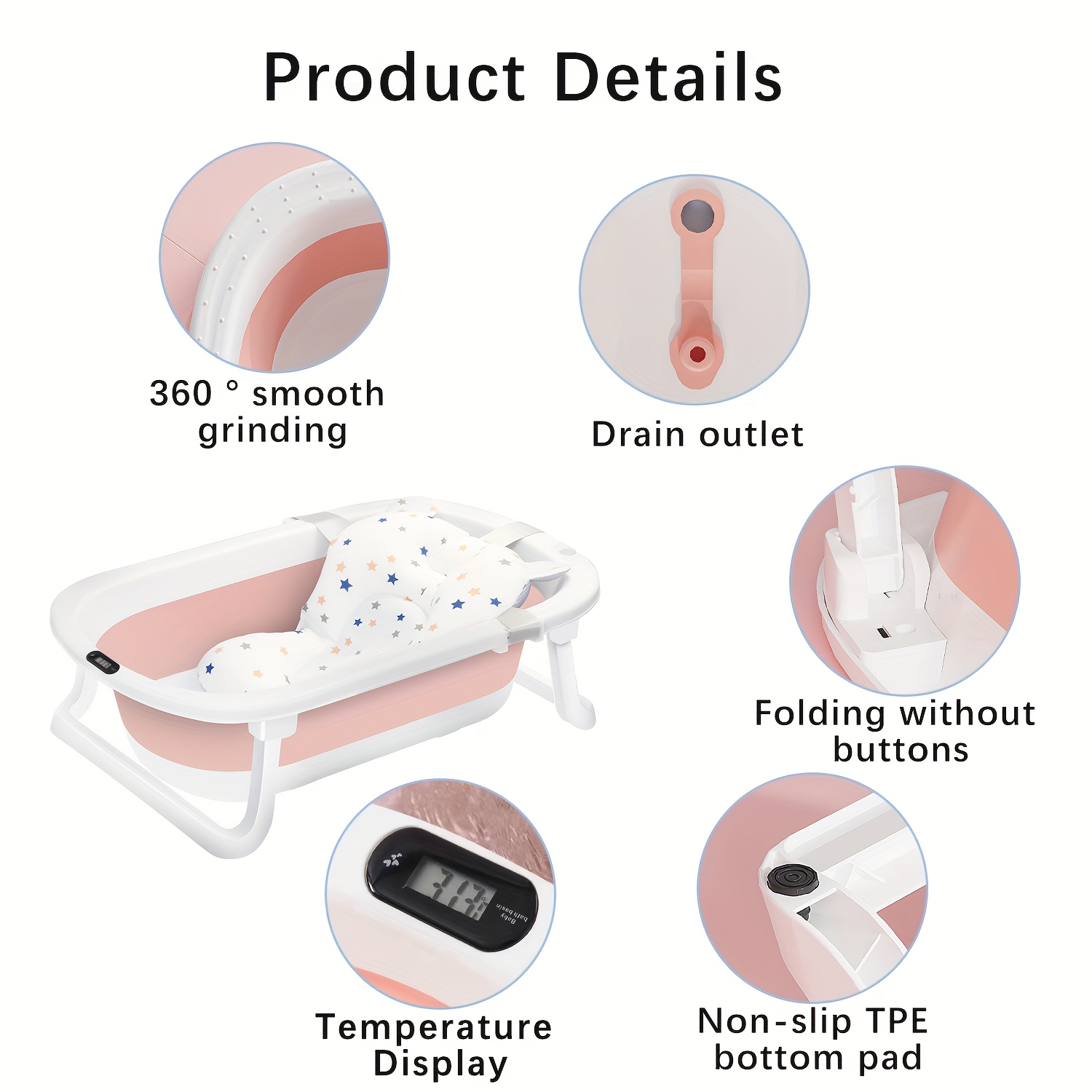 Banheira Dobrável Para Bebês Com Monitoramento De Temperatura Em Tempo Real