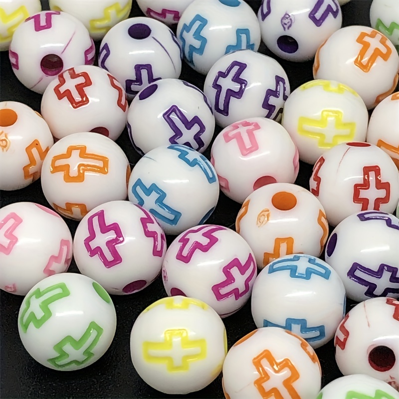 Random Color Acrylic Cross Beads Creative Colorful Spacer - Temu