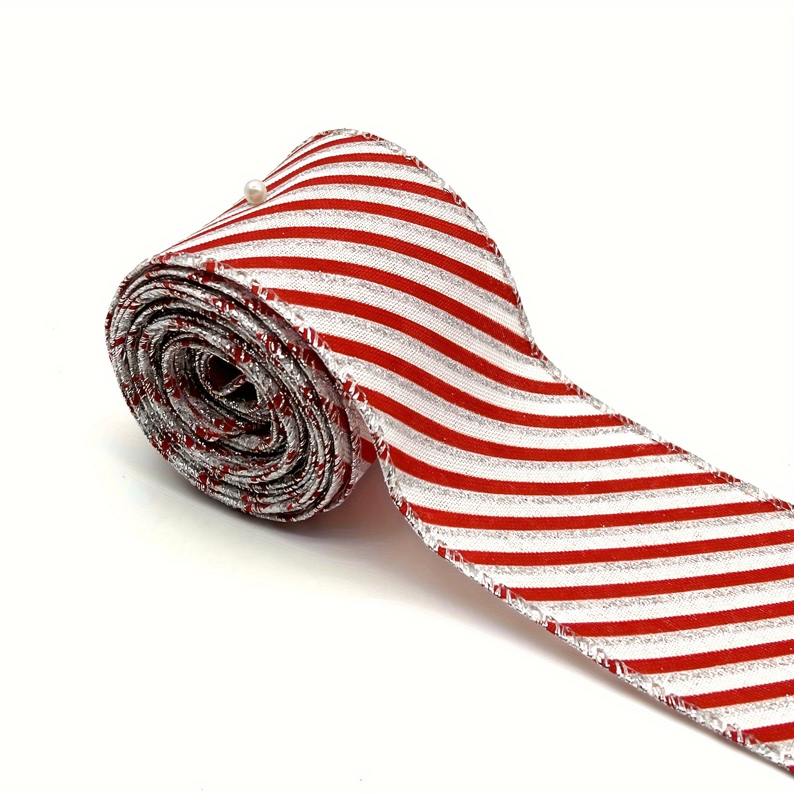 50 Yards Christmas Striped Ribbon Grosgrain Fabric Ribbon Red White and  Black Candy Cane Craft Wrapping Ribbons Roll for Wraps Embellishments Party