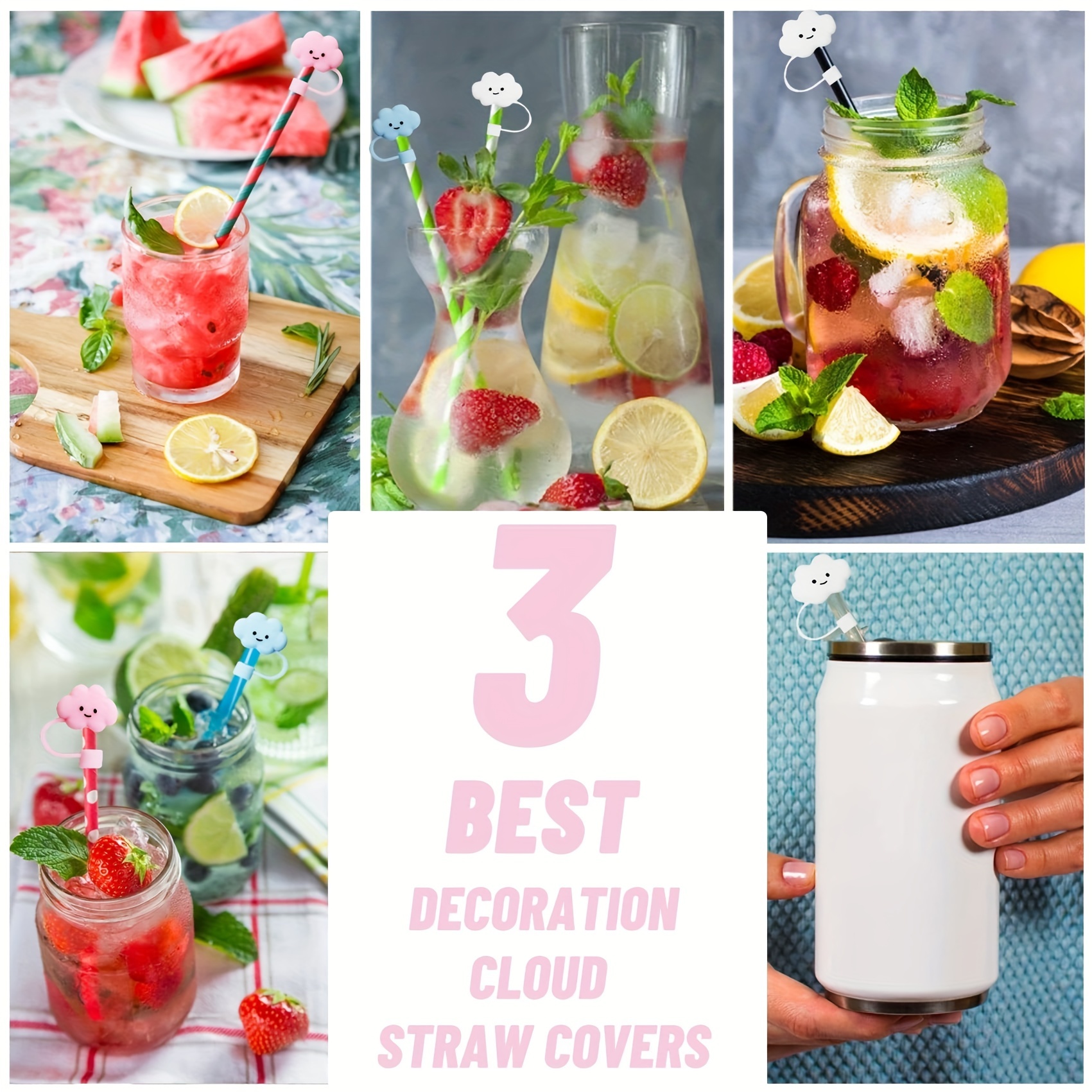 1pc silicone straw cover, cute cloud design kitchen drinking straw cover