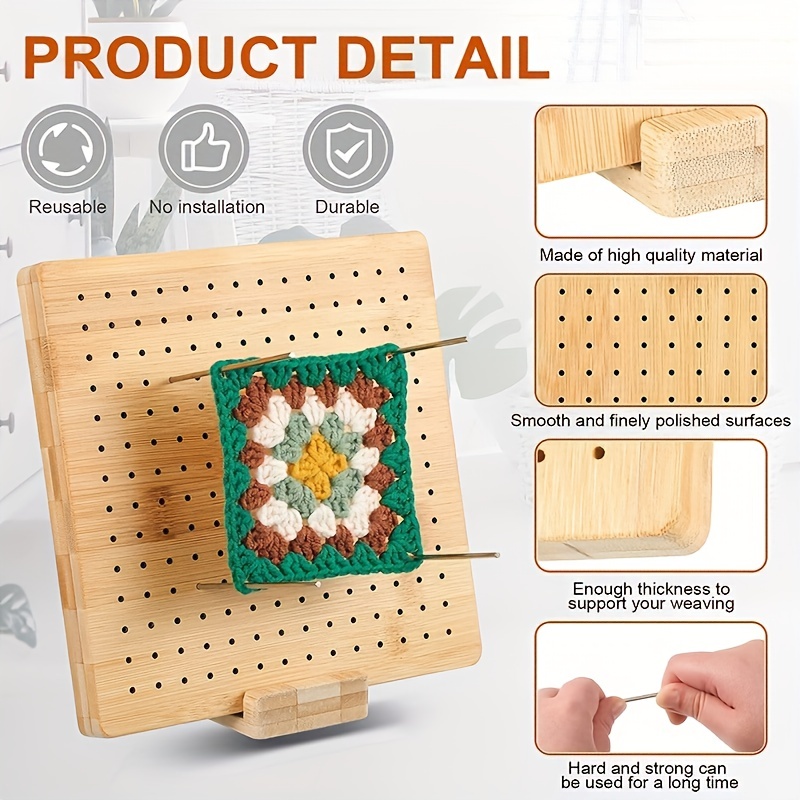 Wooden Crochet Blocking Project With 20 Iron Sticks And 1 - Temu