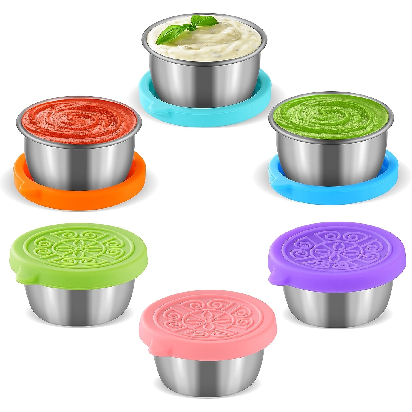 Leakproof Stainless Steel Condiment Container With Lids - Perfect For Salad  Dressing, Small Containers For Lunch Boxes And Lunch Bags - Random Color -  Temu