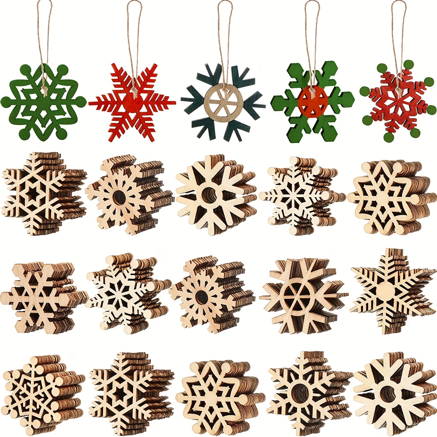 N&T NIETING 30pcs Wooden Snowflakes Christmas Ornaments, Unfinished Wooden  Cutouts Snowflakes Shaped Embellishments Hanging Ornament for Christmas