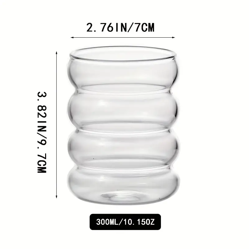 Stacked Tires Shaped Drinking Glasses With Glass Straws, Aesthetic