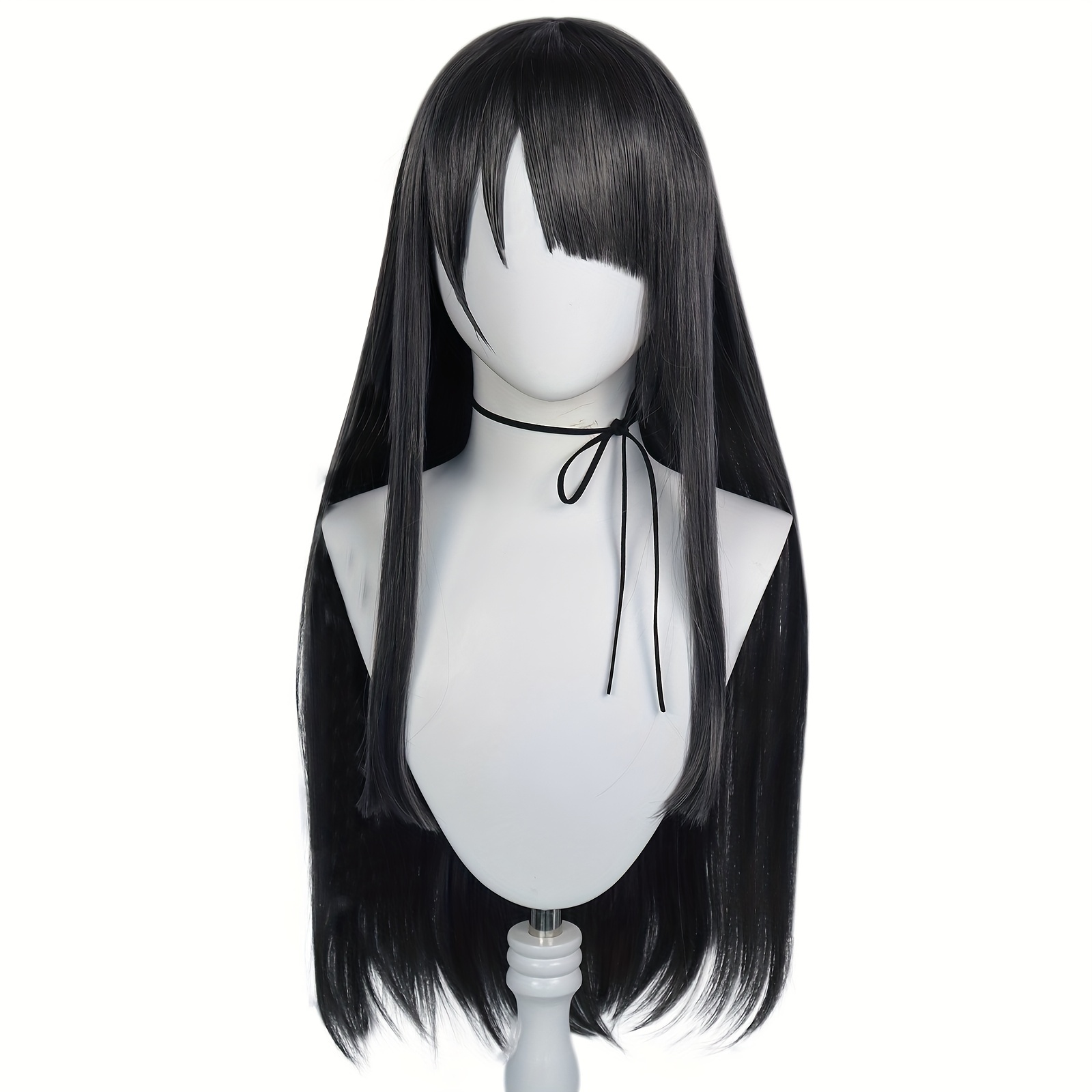 Long Black Straight Cosplay Wig Halloween Wig Women Temu