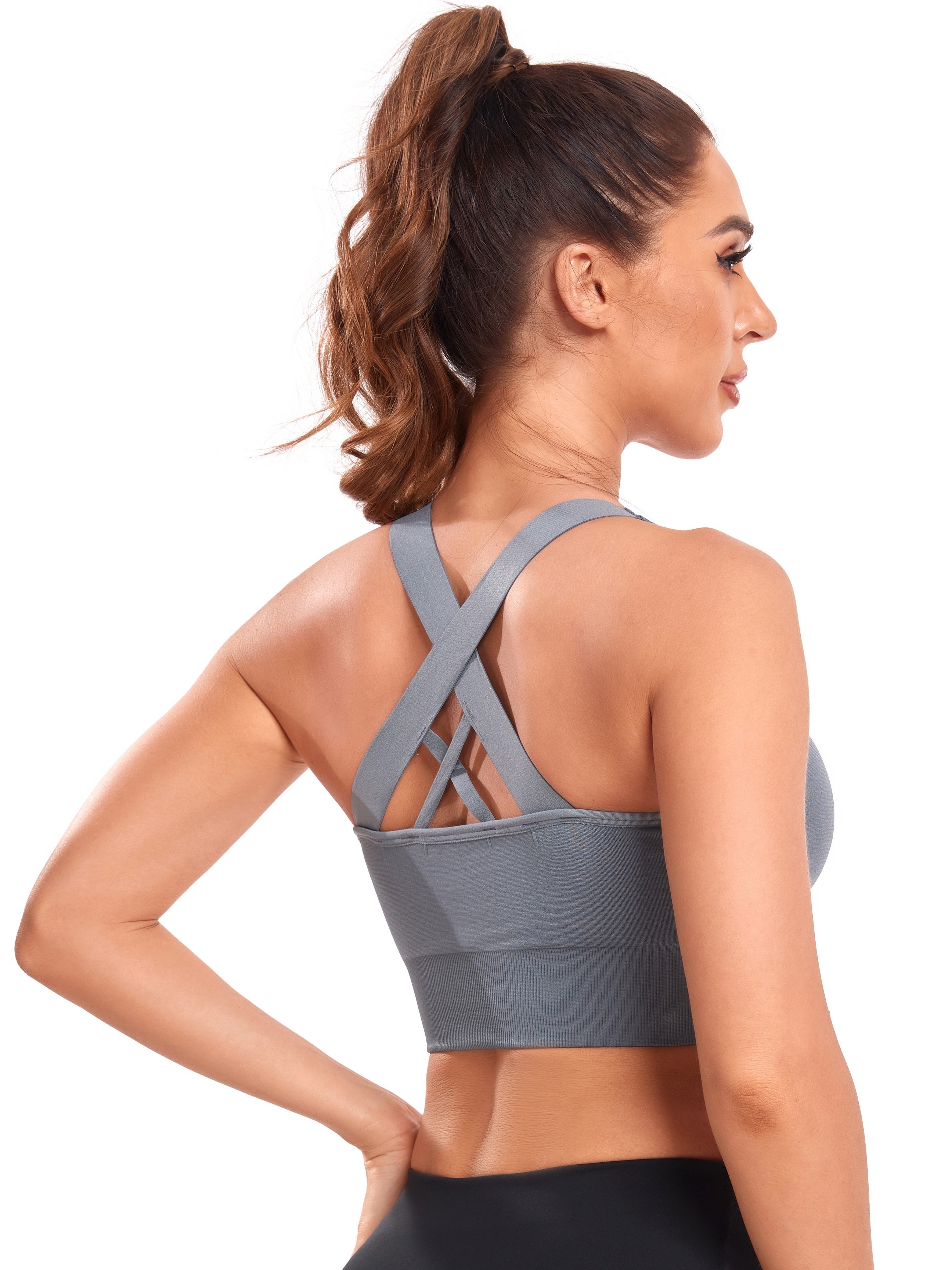 Cross Back Shoulder Strap High Impact Yoga Active Wear Women