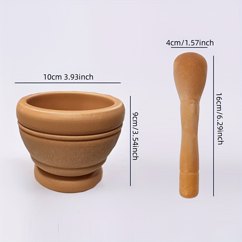 Mortar and Pestle, Grinder Bowl with Rod Hammer, Sauce Garlic Masher Hand  Grinder Crusher Kitchen Gadgets Seasoning Spice Tools (Wood Grain)