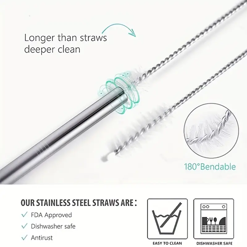 Reusable Stainless Steel Metal Straws With Case-long Drinking