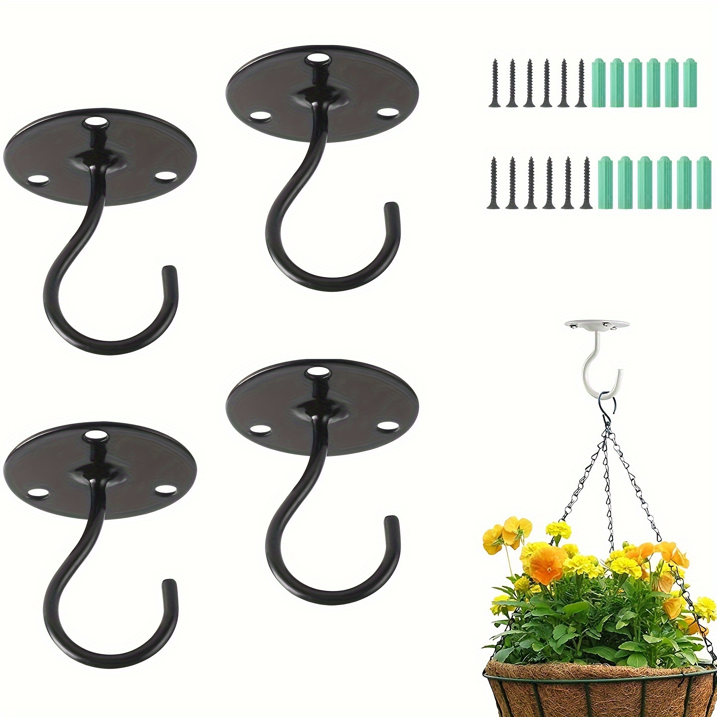 1pc Outdoor Iron Hook Potted Green Plant Pot Hanging Wall - Temu
