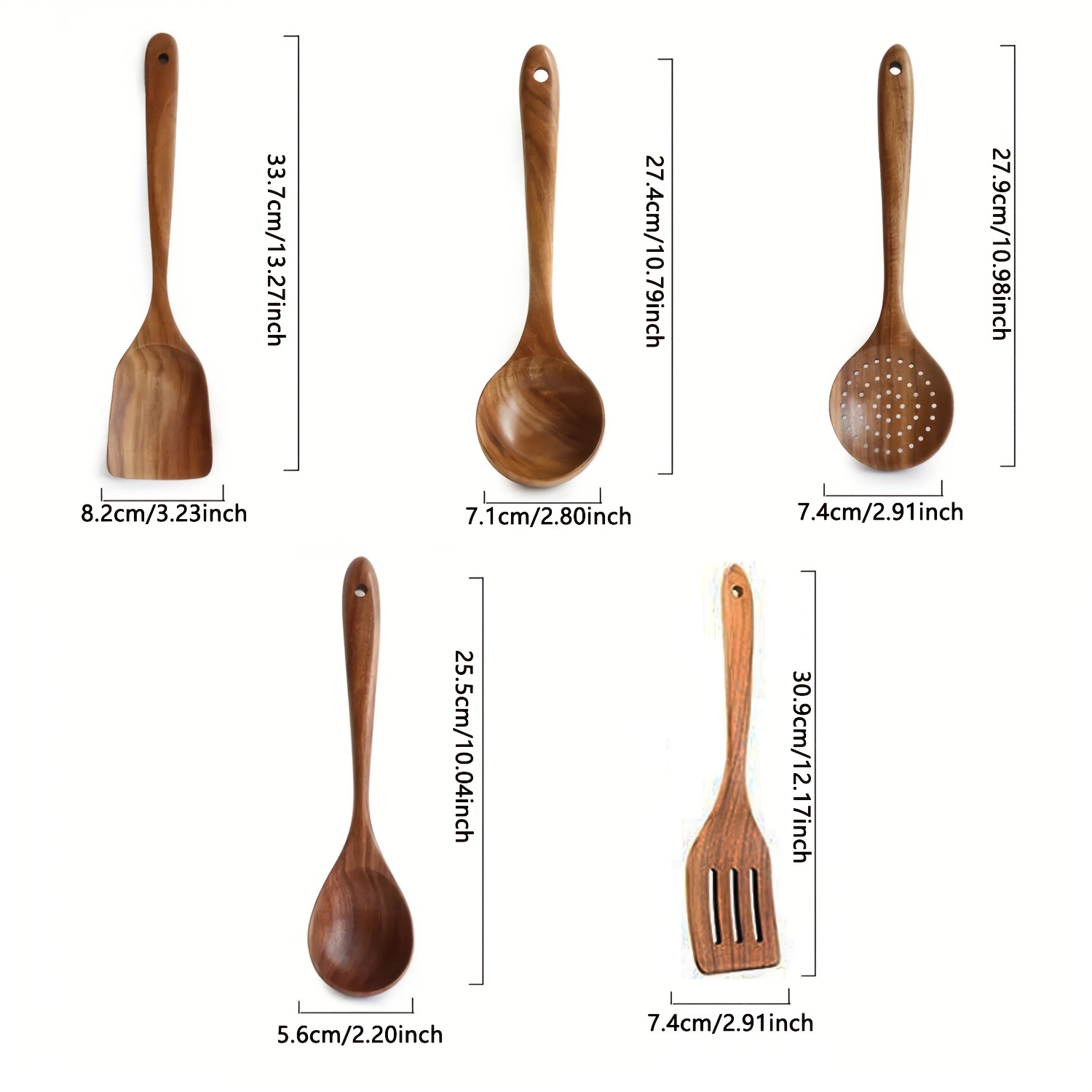Wooden Cooking Spoon Set Wok Turners Natural Teak Wooden Utensil