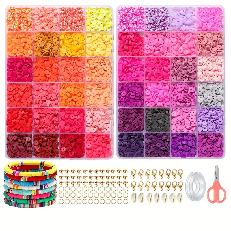 Clay Bead Set For Bracelet Making 48 Colors Flat Round - Temu