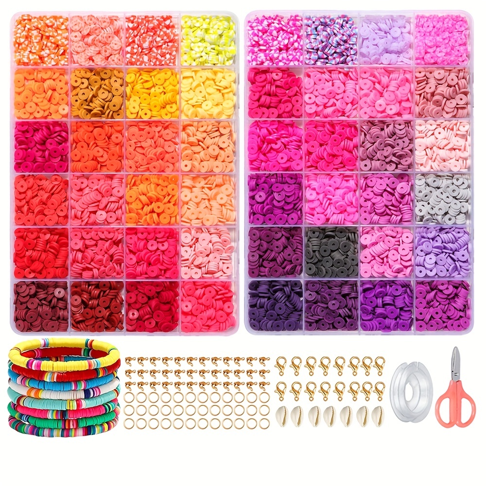 4800pcs DIY Bracelet Making Clay Bead Set 48 Colors Polymer Clay