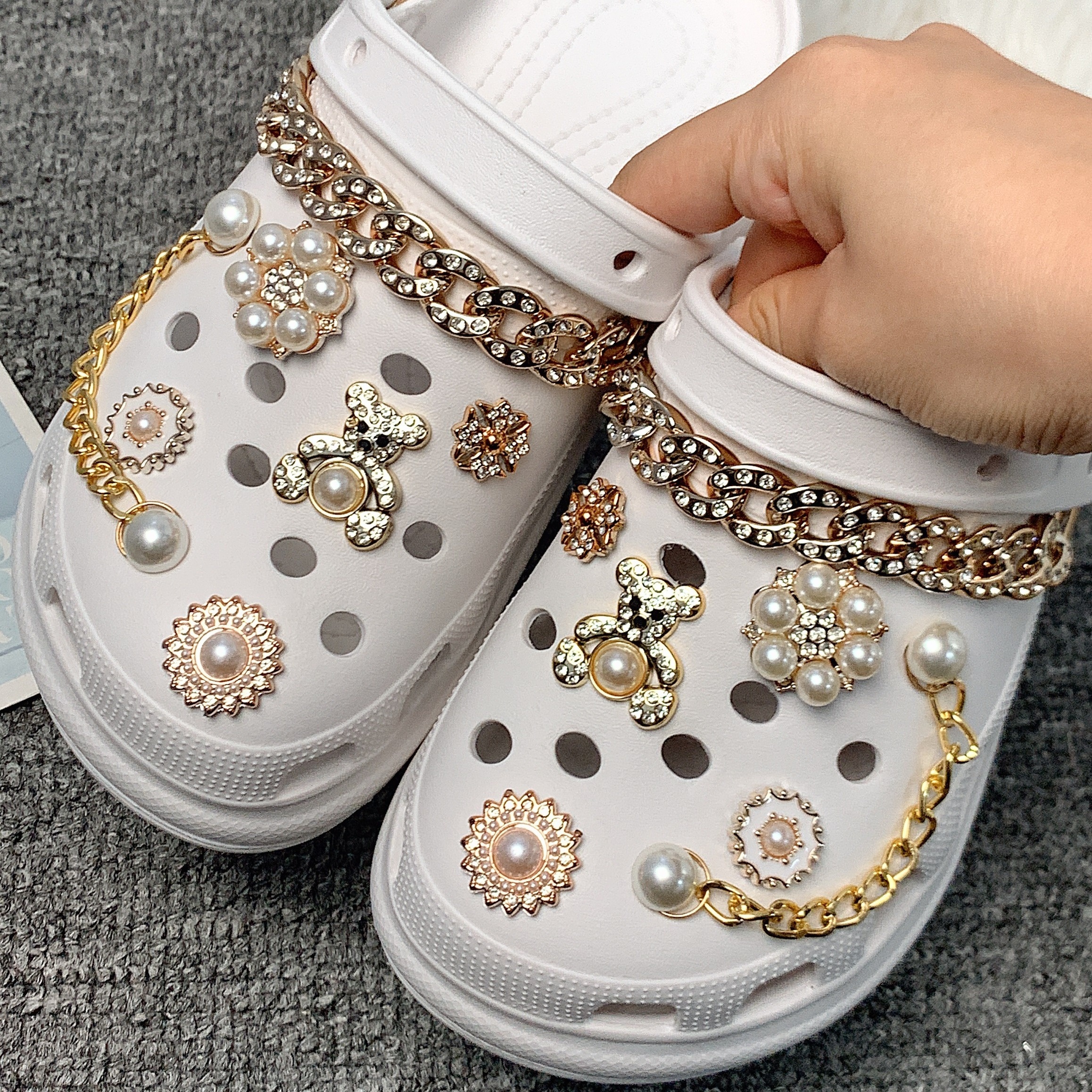 Croc Charms Rhinestone Designer Bling Shoe Charms Fancy Set 