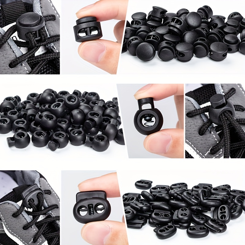 Black Cord Locks for Paracord 2 Hole Barrel Cord Locks Plastic Cord Ends  Cord Stopper Toggles Parachute Cord Accessories Pack of 10pcs 