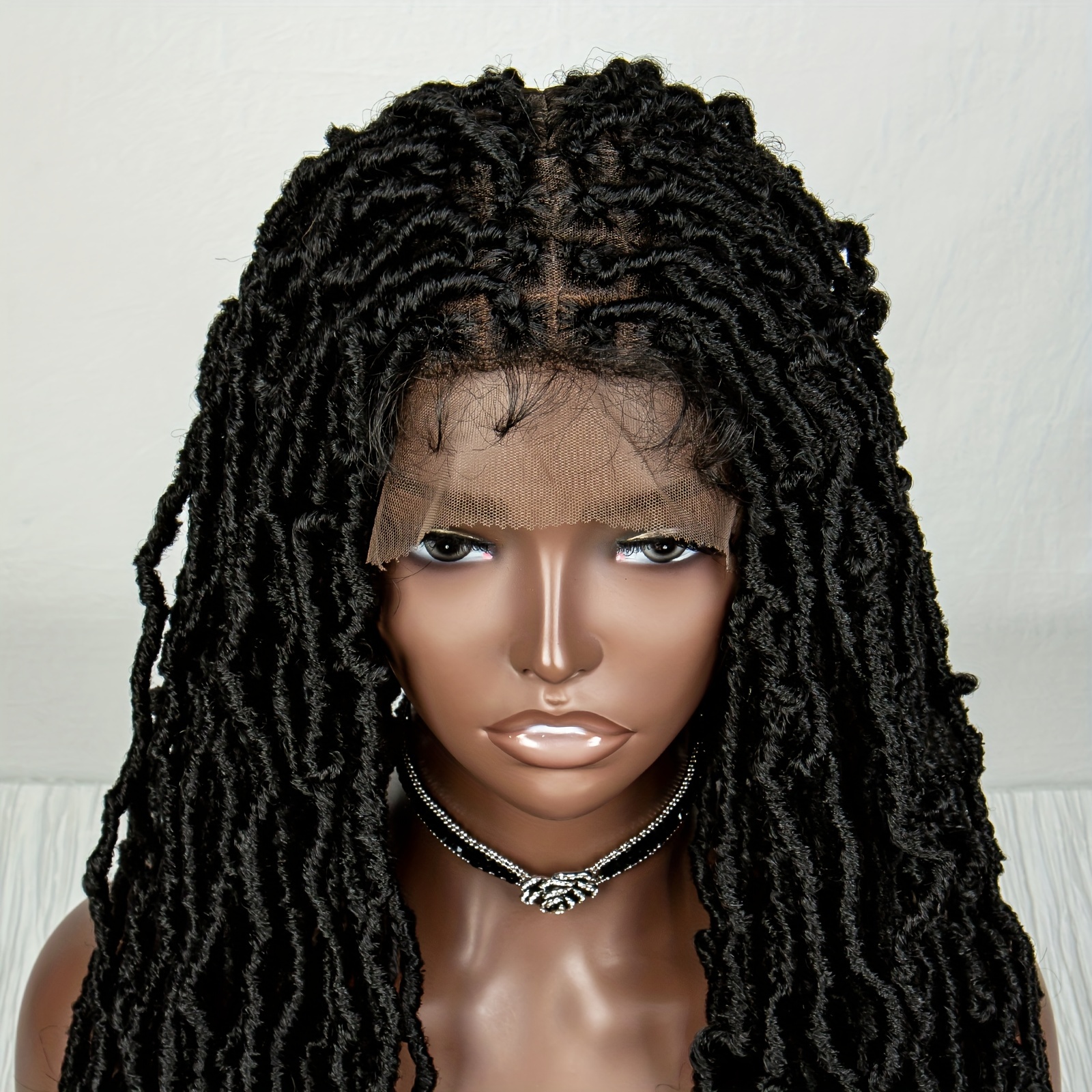 Knotless Braided Wig for Black Women Ombre Burgundy Full Lace Front Box Braid  Wig Synthetic Box