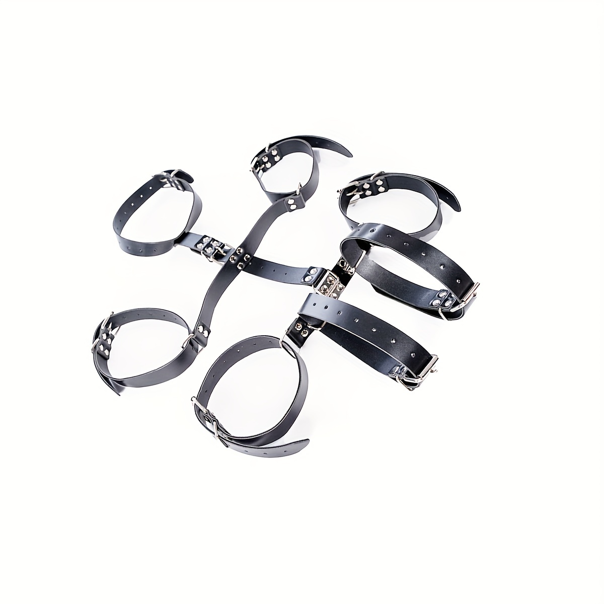 Black Bdsm Trainer Handcuffs Sex Harness Adjustable Bondage - Temu