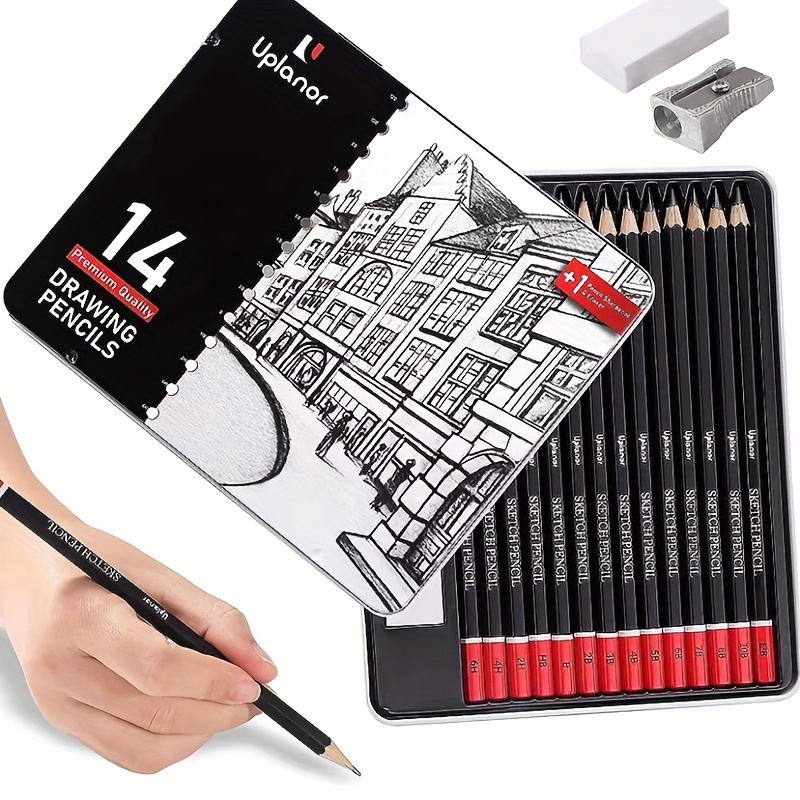 Drawing Pencils for Artists 14 Pcs - 12B-6H Sketching Pencils Set with  Metal Box