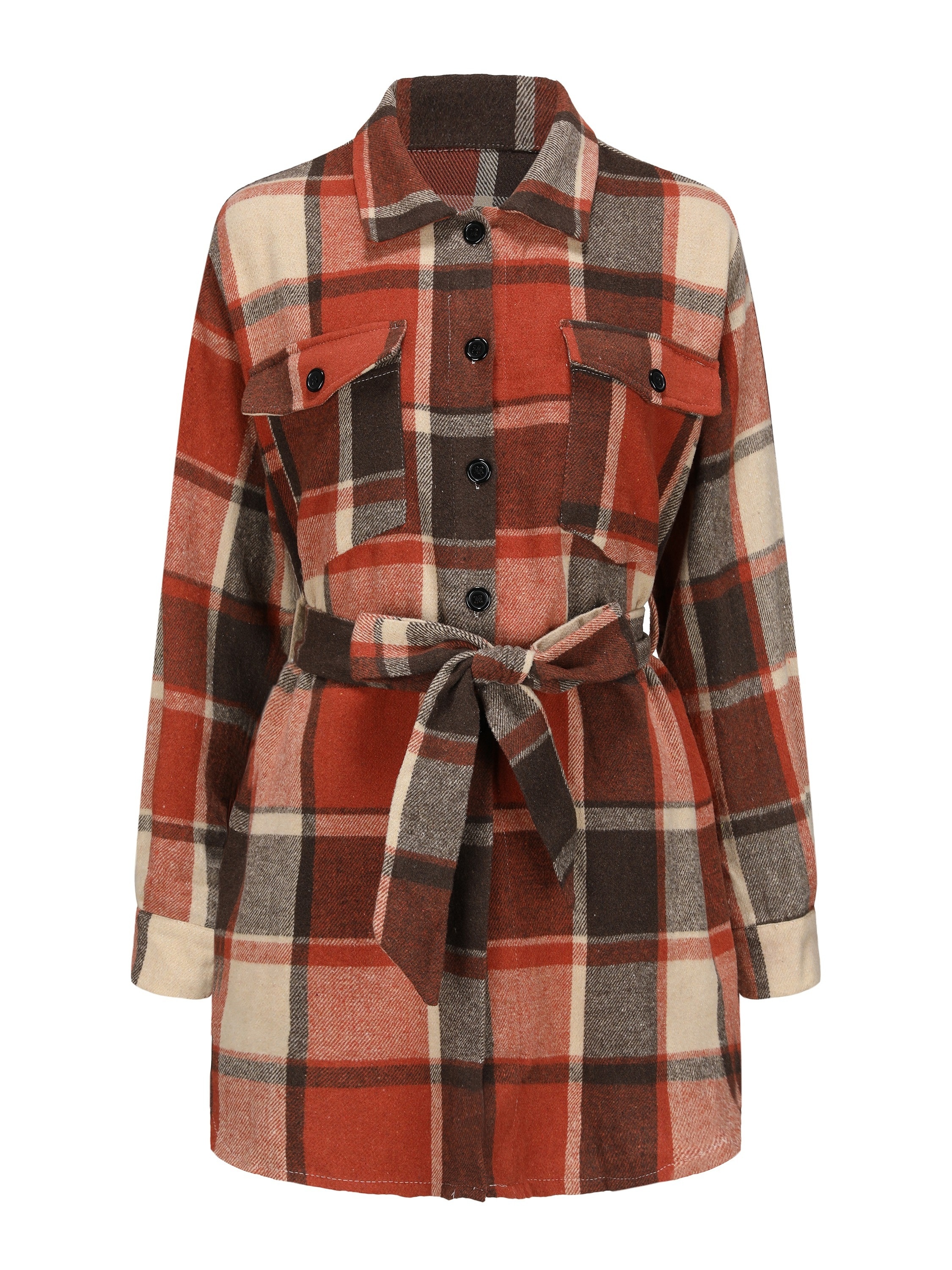 Koronowo Long Sleeve Plaid Shirt Dress