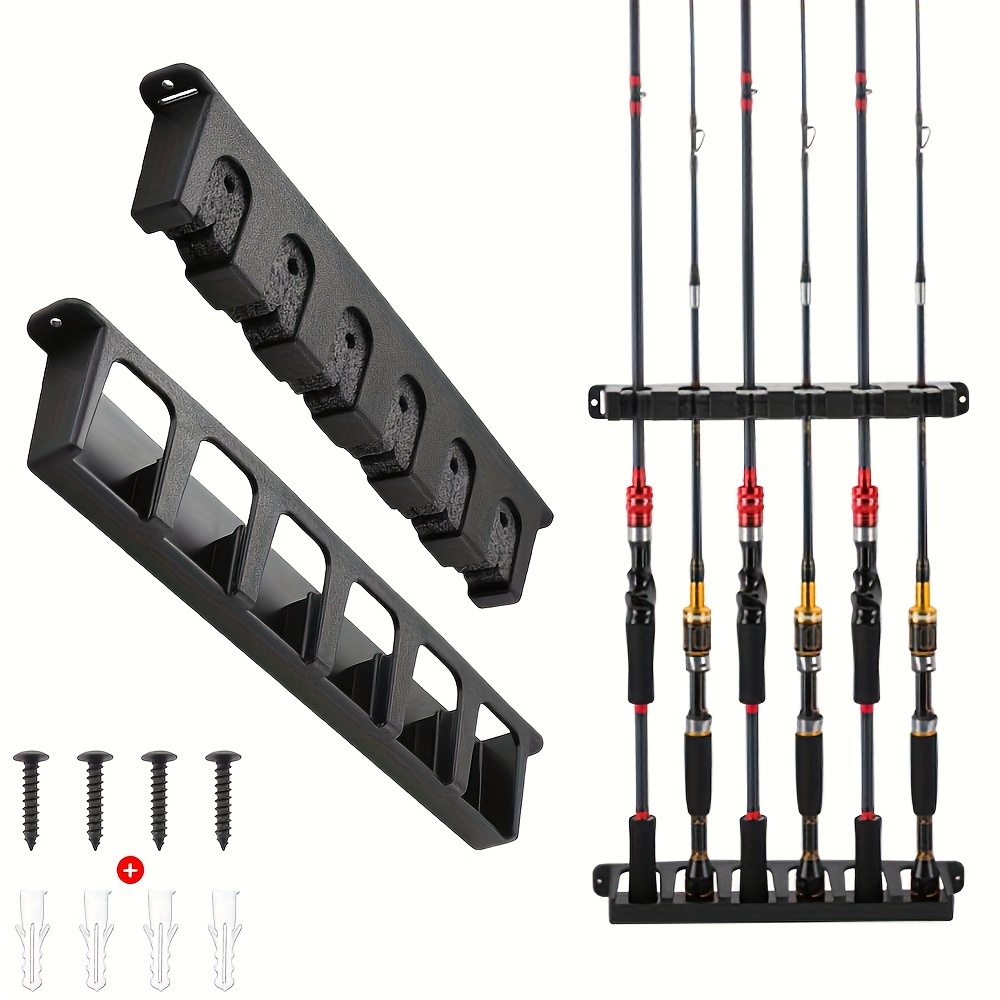 * Vertical Rod Rack, Wall Mounted Fishing Pole Holders Store 6 Rods,  Fishing Accessories
