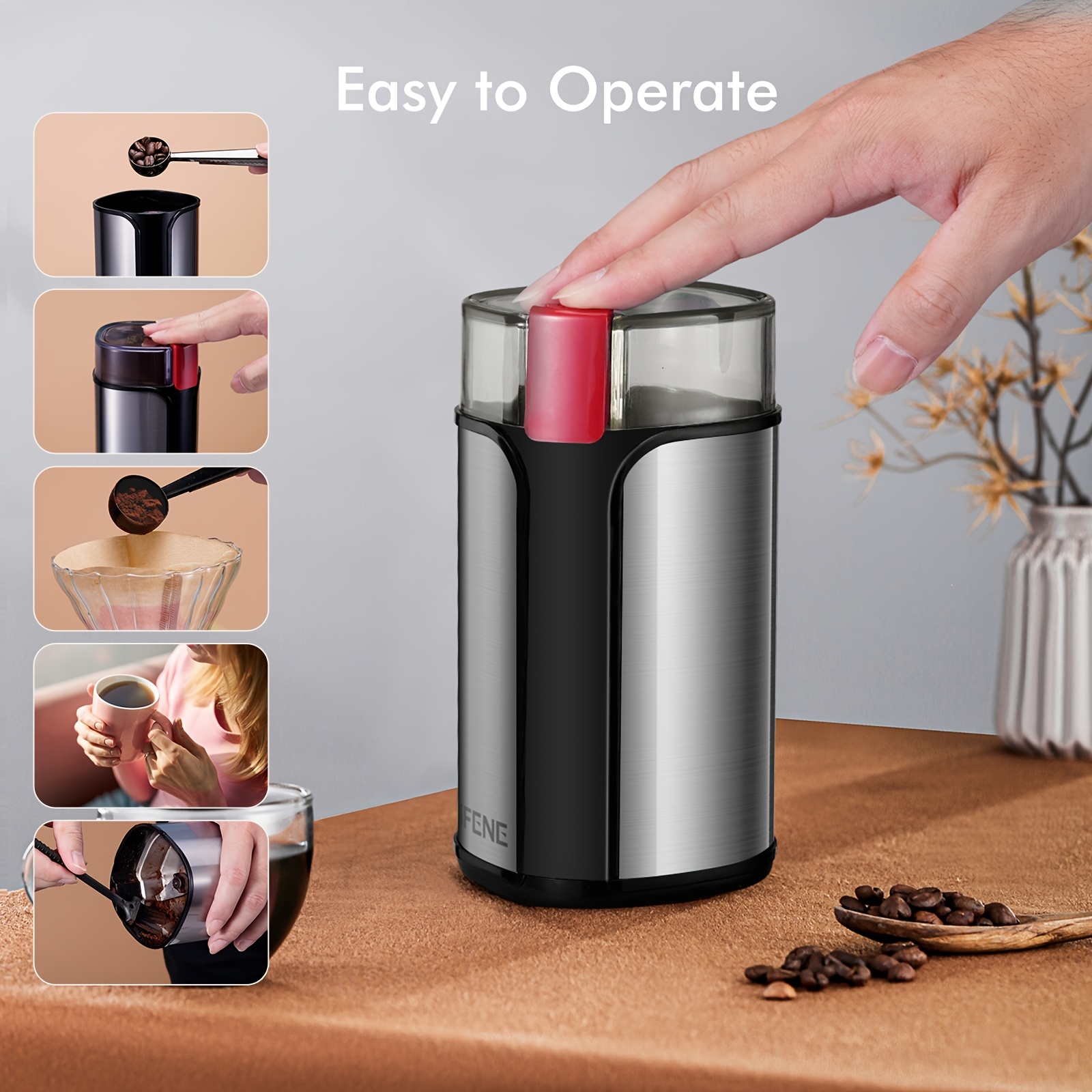 SIFENE Single Serve Coffee Maker + Electric Coffee Grinder