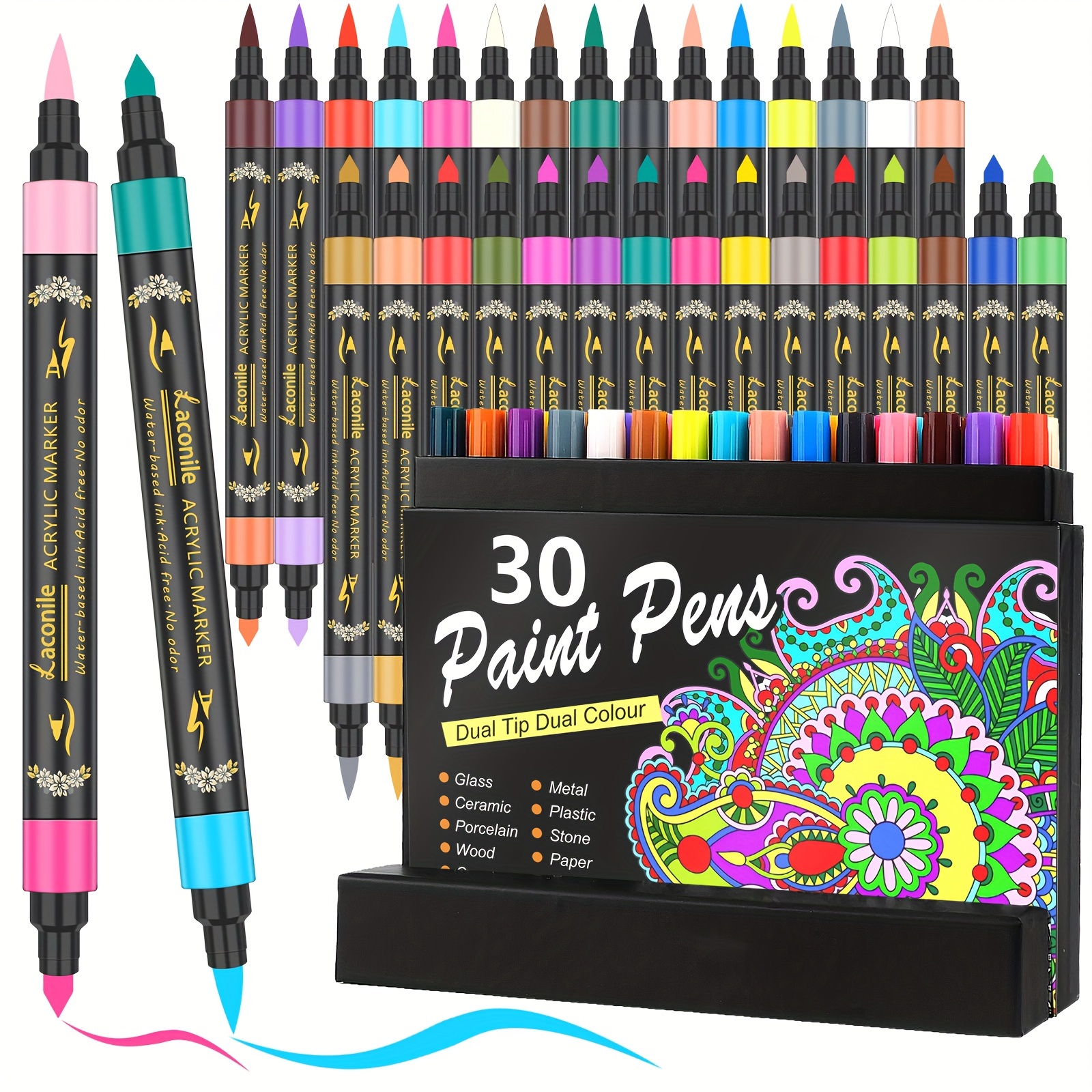 Art Marker Acrylic Paint Premium Waterproof Brush Pen 36 - Temu
