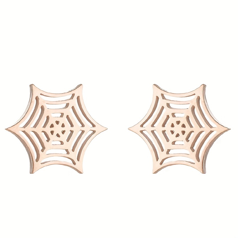 2pcs Men's Stainless Steel Spider Web Earrings
