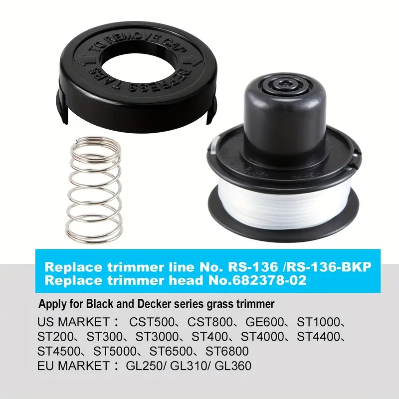 String Trimmer Replacement Spool Compatible With Black+decker Eater, Af-100  Autofeed Line For Black+decker String Trimmers (6 Spools + 1 +1 Springs) -  Temu