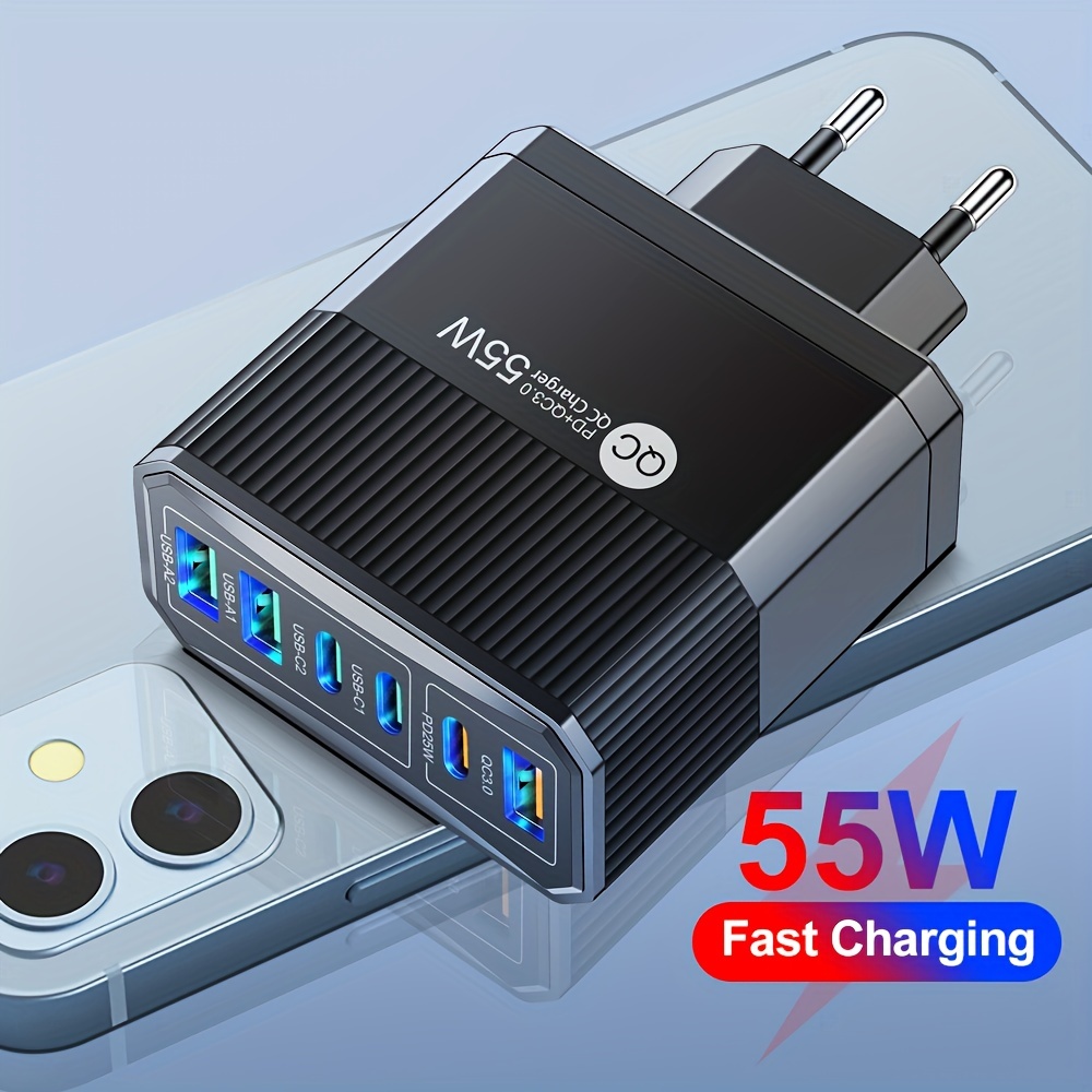 5v 20a 100w 6 Port Usb Wall Charger With 1 Port Qc3 0 Usb Charging  Stationtype C Usbc, Find Great Deals Now