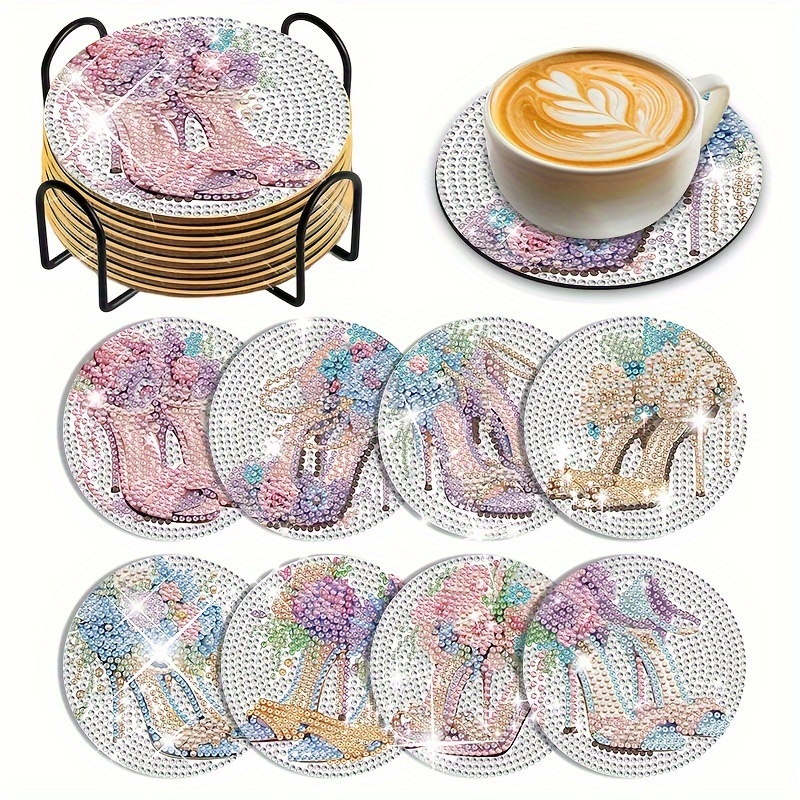 Cocktail Artificial Diamond Art Painting Coasters Kit With - Temu