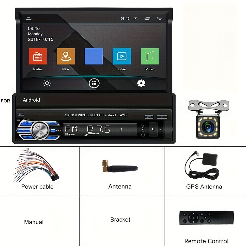 Comprar Auto Radio 1 Din Bluetooth HD 7 Pantalla Táctil Estéreo 12V  Con/Sin Cámara