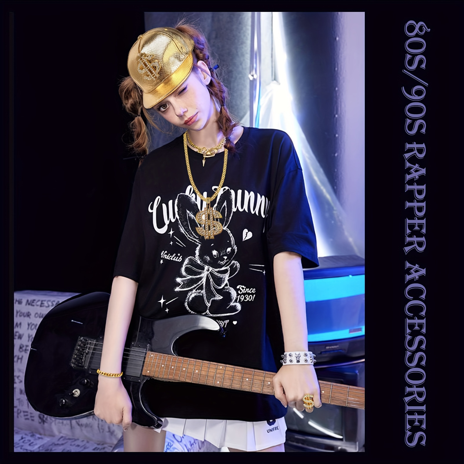 Hip Hop Costume Kit 80s 90s Rapper Accessories Set