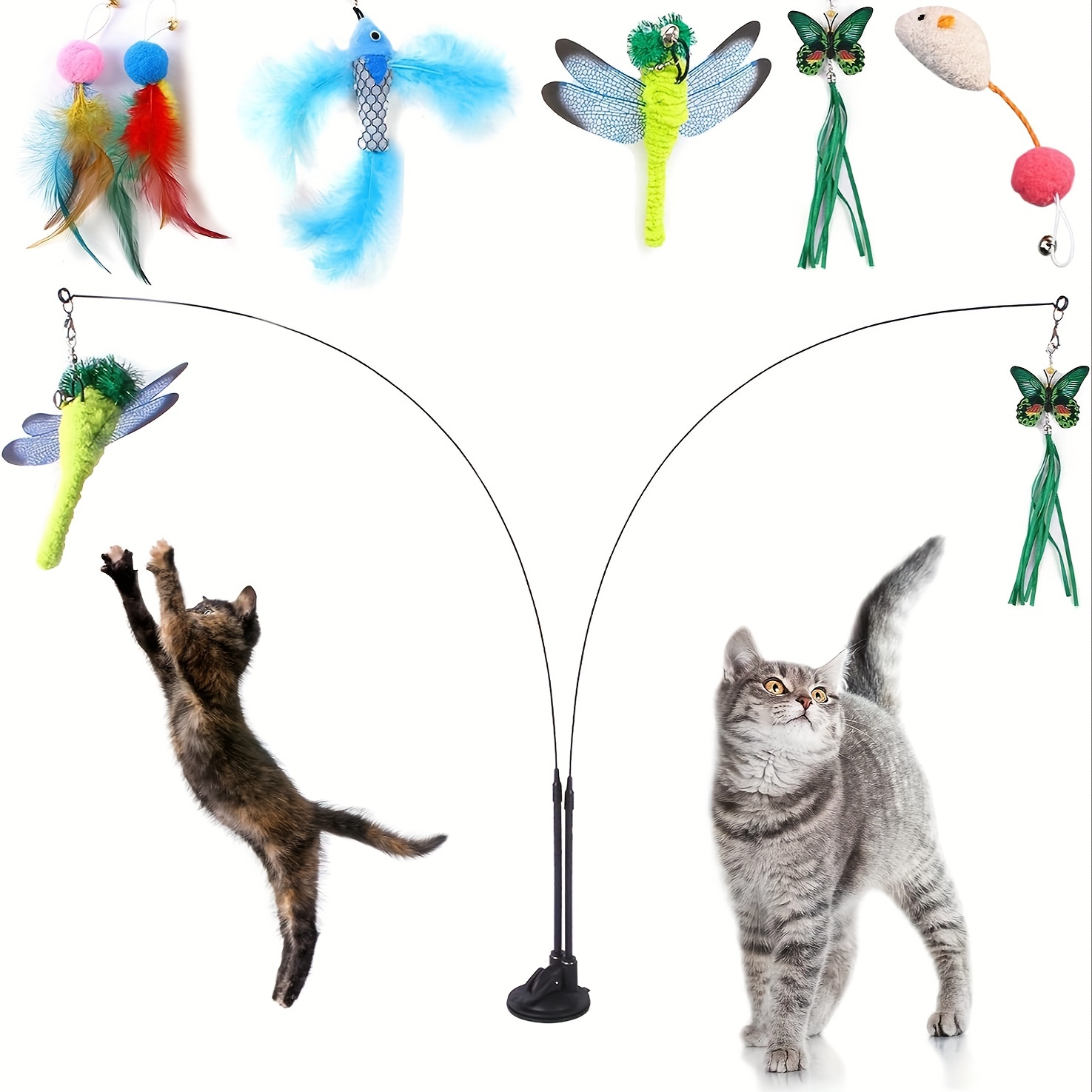 Suction Cup Teaser Adsorb Hand held Steel Wire Teaser Cat - Temu