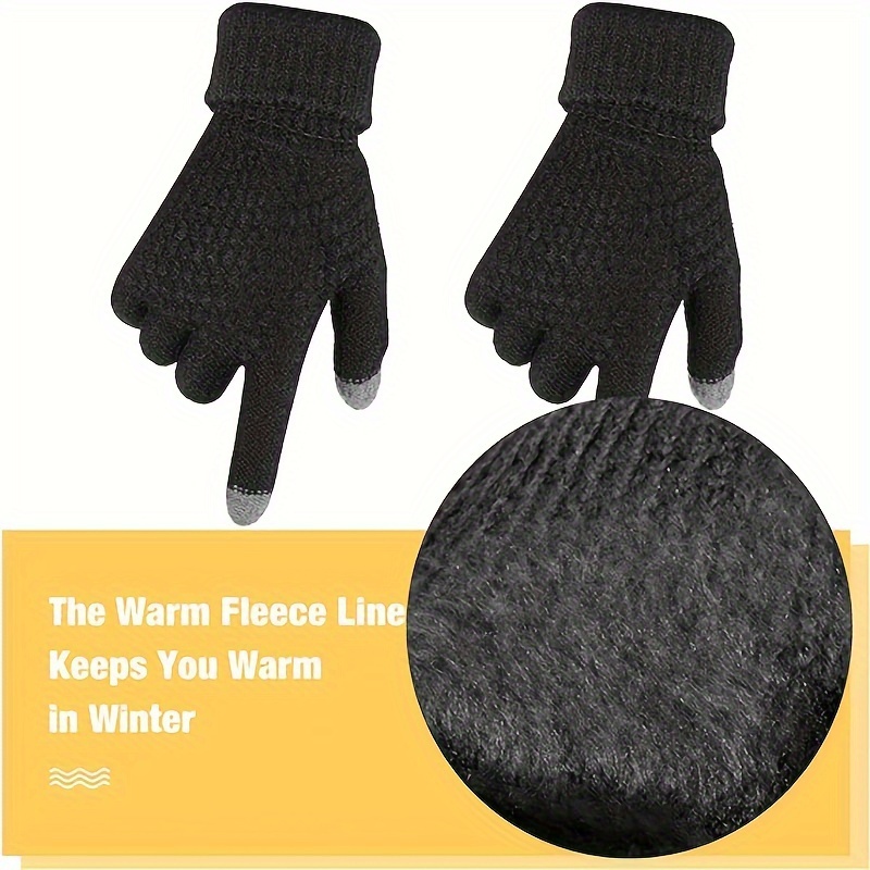 Women's Winter Touch Screen Gloves Warm Fleece Lined Knit Gloves