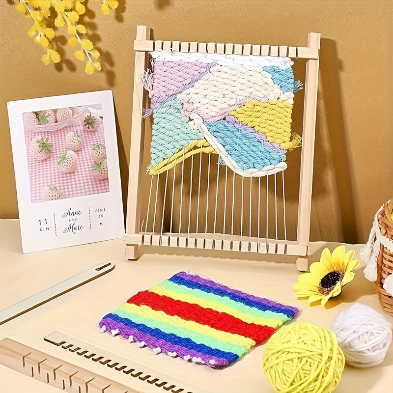 Wooden Loom Knitting Machine Weaving Loom Frame with Shuttle Kit for  Children Kids Boys Girls DIY Knitted Toy 