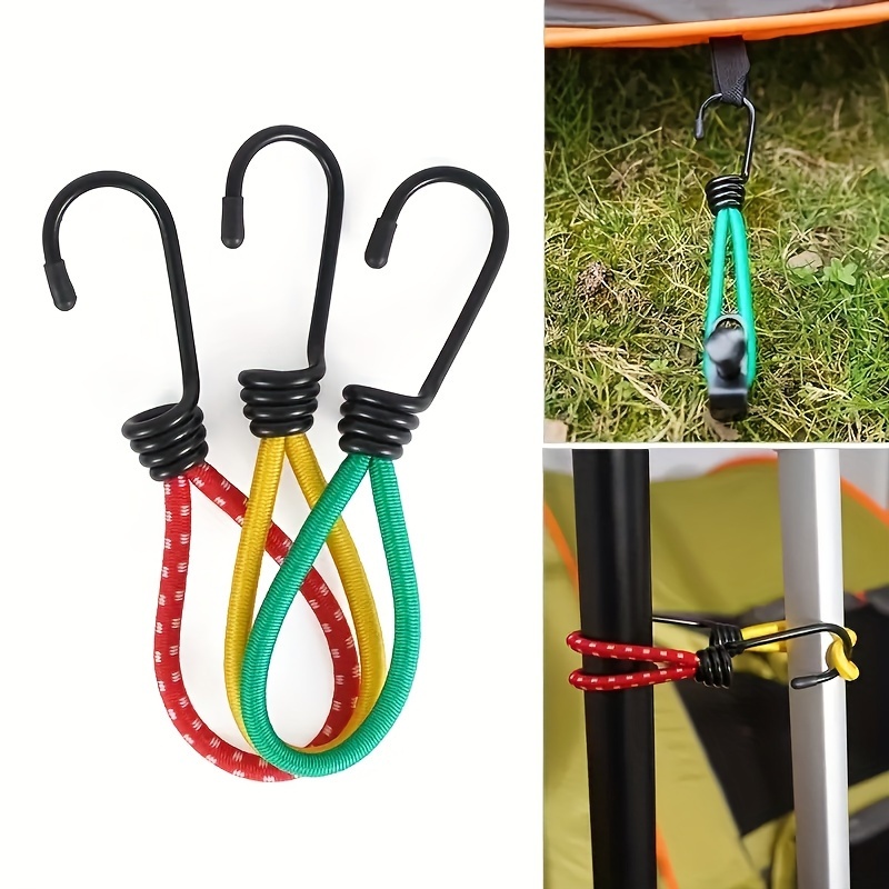 8pcs Outdoor Camping Tent Elastic Rope With Hook Fixed Bundle With