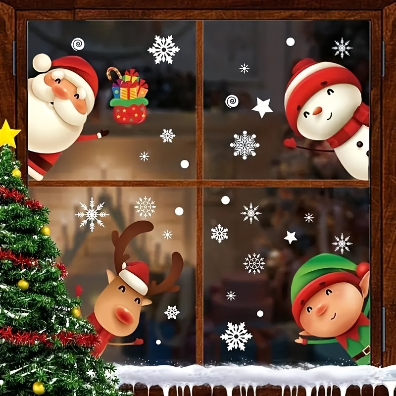 248pcs Christmas Snowflake Window Clings Stickers Xmas Decorations