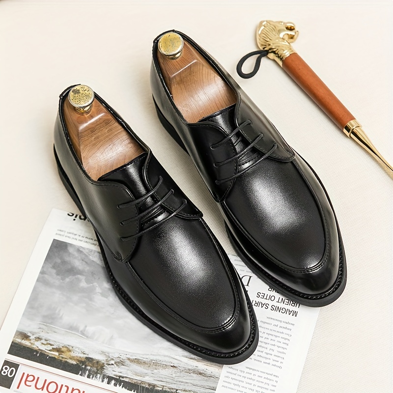 Men's Derby Shoes, Lace-up Front Dress Shoes For Men, Business Formal  Wedding Black Tie Optional Events - Temu