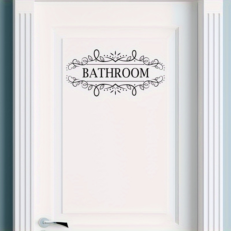1pc Home Bathroom Door Sticker, Self-adhesive Label Door Sticker, Easy To Remove Self-adhesive, Room Decor