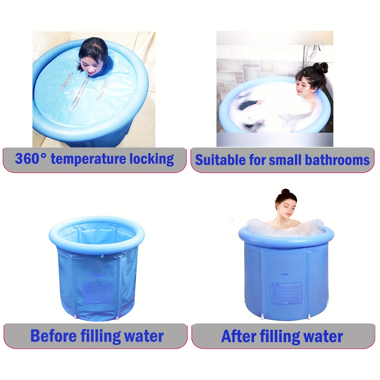 ice bath tub portable bathtub inflatable soaking tub folding bathtub plunge barrel bath tub shower tub dia 29 5 75cm today s best daily deals