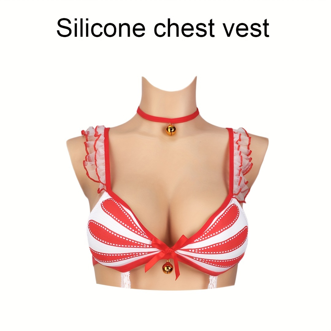 1pc Men's High Neck Silicone Breast Vest C/d/e/g Cup Filler Crossdresser  Transvestite Chest Enlargement False Breasts Sexy Silicon Underwear