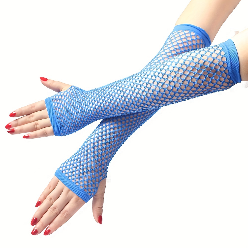 Solid Color Fishnet Elastic Gloves Long Arm Cover Sleeve - Temu