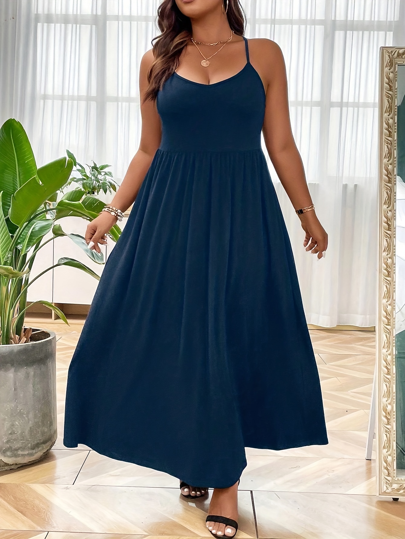 Navy blue maxi 2025 dress plus size