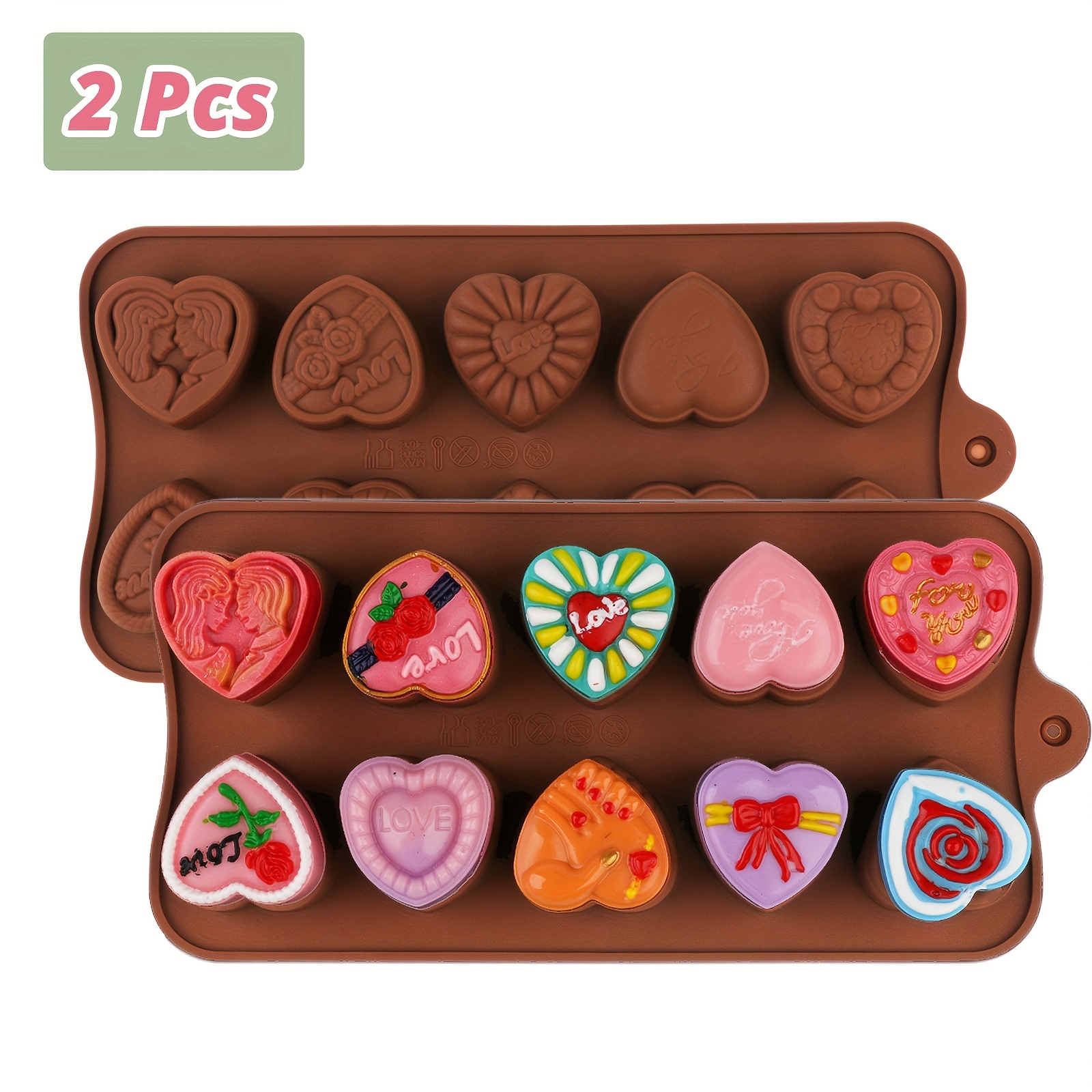 Love Chocolate Silicone Mold Diy Handmade Lollipop Mold Heart-shaped  Fondant Mold Cake Decoration Accessories Valentine's Day