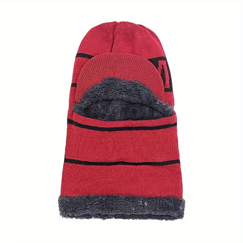 Warm Knitted Hat and Scarf Set with Velvet Lining