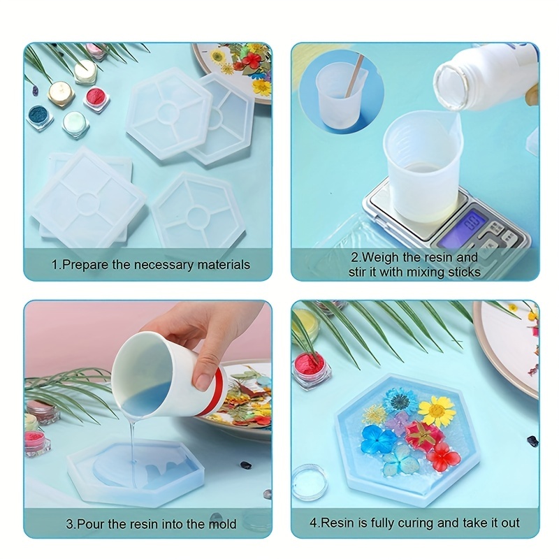 Resin Silicone Mold Large Resin Hexagon Heart Square - Temu