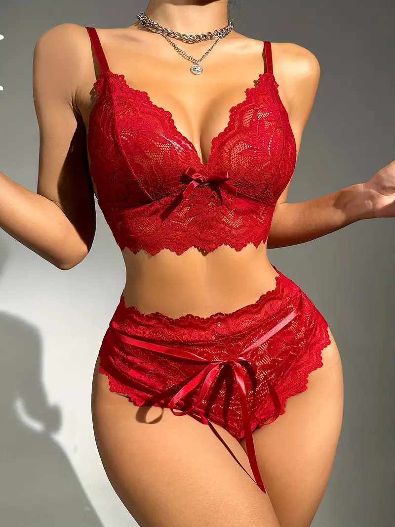 hot floral lace lingerie set push up bra elastic panties womens sexy lingerie underwear details 1