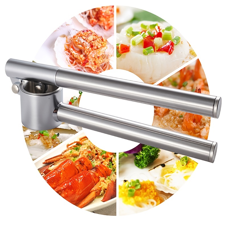 Garlic Press, Stainless Steel and Premium Zinc Alloy Garlic Mincer Tool  With Bright Chrome Color, Rust Proof and Durable, Professional Garlic  Crusher