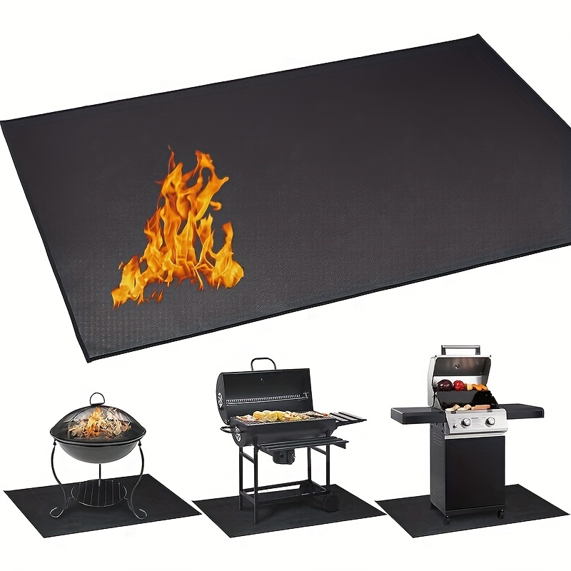 

1pc, Grill Mat For Outdoor Bbq Grill, 60 ×42 Inches Rectangular Double Sided Fireproof Grill Mat For Under Fire Pit, Large Grill Protector Mat For Deck And Patio Black