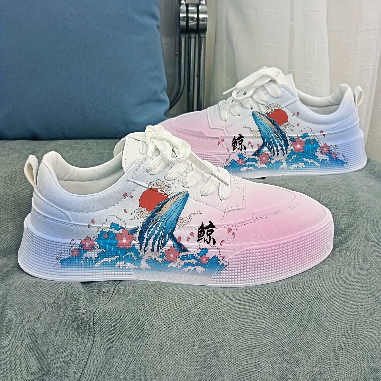 Custom Air Force 1,Custom sneakers,Custom Shoes,Custom Red and Blue Gradient Stitch Shoe